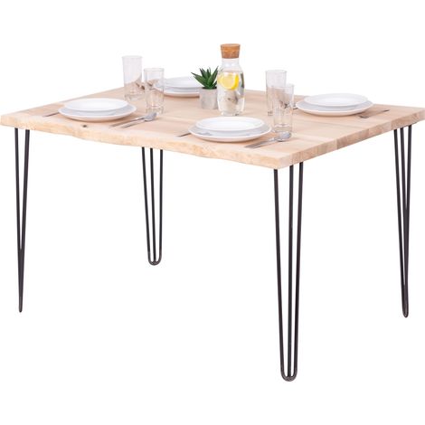 LAMO Manufaktur Table è manger, cuisine ou table de bureau 120x80x76 cm (long. x larg. x haut.), Bois massif, Creative, Frène Sévère / Acier Brut, LEB-01-A-001-0000Cr (1/5)