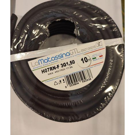 Cavo multipolare h07rn-f 3x1,5 go-at toplone mh07rnf3g1,5ne10- 10 metri nero