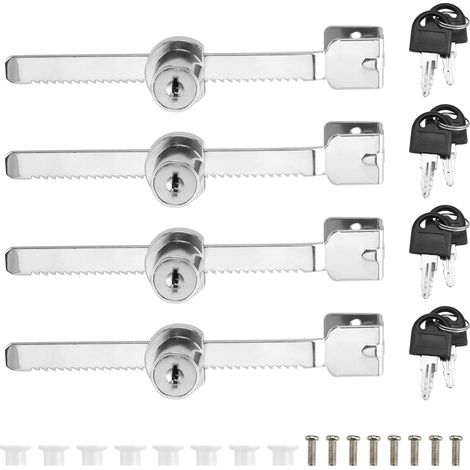 Serrure pour vitrine en alliage de zinc, sans perçage, compatible avec des verres d'une épaisseur de 2 à 6 mm.