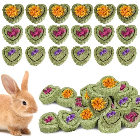 36 Pcs Natural Rabbit Chew Toys, Timothy Hay Guinea Pig Chew Toys, Pink/Calendula/Myonot, Improve Dental Health for Rabbit Chinchilla (1/5)