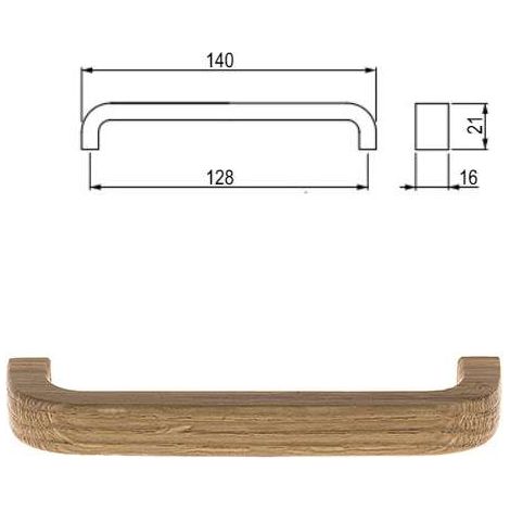 Lot De 2 Poignées En Bois De Chêne Verni – Insert Métal, Entraxe 64mm, Avec Vis, Pour Meubles