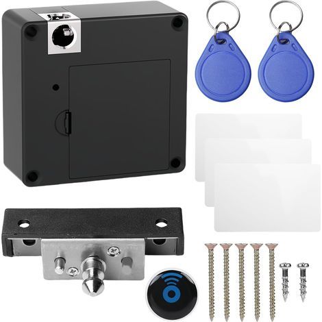 Serratura intelligente per armadi: serratura invisibile WIYETY NFC con 2 telecomandi e 3 schede RFID, serratura intelligente nascosta per cassetti, armadi e ripostigli. (1/5)
