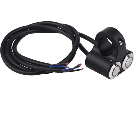 Interruptor de aleación de aluminio de 22 mm para manillar de motocicleta/bicicleta eléctrica con botón de autobloqueo, interruptor dos en uno (tipo de autobloqueo con luz azul). (1/5)
