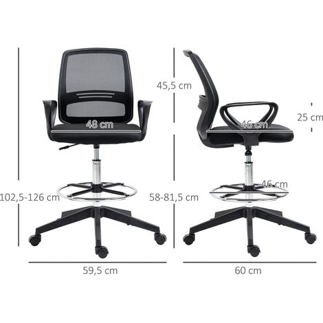 Sedia da ufficio ergonomica regolabile con poggiapiedi, nera DESVIAE (1/4)