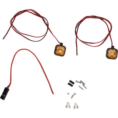 Kit Éclairage LED Voiture RC Support Métal Réglable 12mm Lumière Orange Blanche Compatible 3.7-7.4V avec Visserie (1/5)