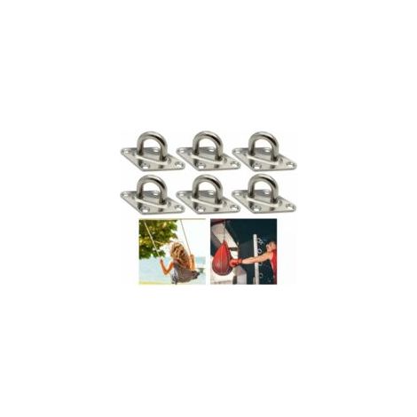 Pontet en Acier Plaques à œillets en acier Inoxydable Acier Inoxydable Bateau Oeil Plaque Kit de Fixation pour Voile de Jardin pour terrasse en Bois,Support Mural en Acier Inoxydable (6 Pièces)