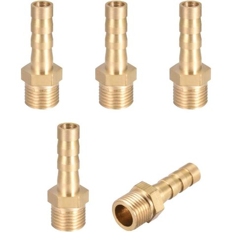 Raccord Cannelé Laiton - 5 Pièces - 6mm x 1/8" G Mâle - Étanchéité Renforcée - Pompe Eau Jardin (1/4)