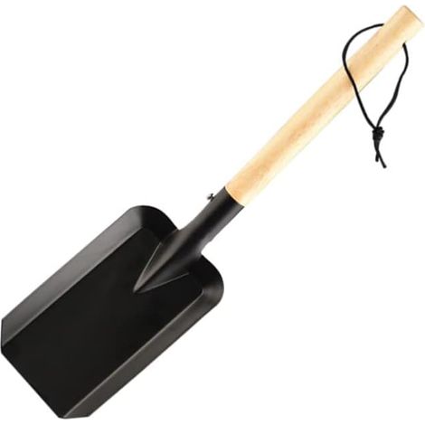 Poêle en fonte avec longue sangle de suspension résistante à la chaleur, pelle à charbon, pelle de jardin à main pour charbon, pelle en bois pour cheminée, poêle, râteau à cendres