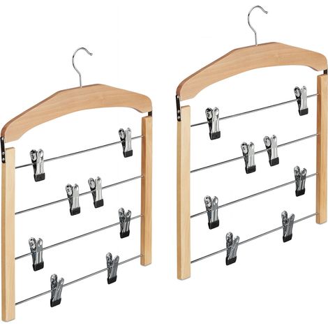 Appendiabiti Multiplo,Set 2x,Gonne & Pantaloni,Gancio Rotabile 360°,Grucce Antiscivolo,45,5x39x2,5,naturale (1/5)