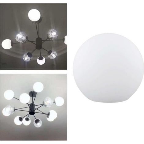 Abat-jour globe en verre - - D13cm - Blanc laiteux - Pour plafonnier et appliques - Classique (1/3)
