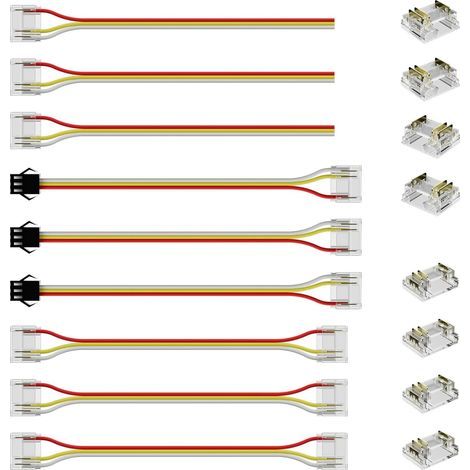 12MM RGB Smart IC Strip LED COB Connectors, 3 Pin Terminal, Seamless Terminal, Two Ends Extension, Male Plug, No Space, Strip for Wiring (Not for 8MM 10MM LED Strips) (1/5)