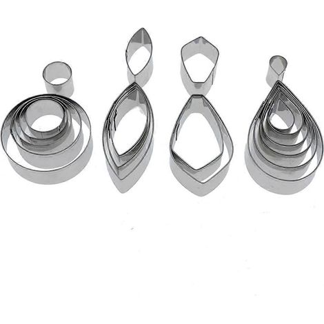 20 Stück Ausstechformen aus Edelstahl, tropfenförmig, rund, für Keramik, Töpferei, DIY-Kunsthandwerk mit Polymerton, zum Ausstechen von Schmuck und Kuchen