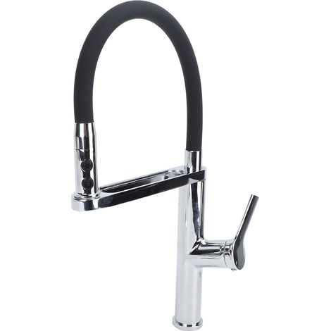 Robinet de cuisine pivotant à ressort en cuivre haute pression, extractible, pour évier de cuisine, buanderie, camping-car, etc. (1/5)