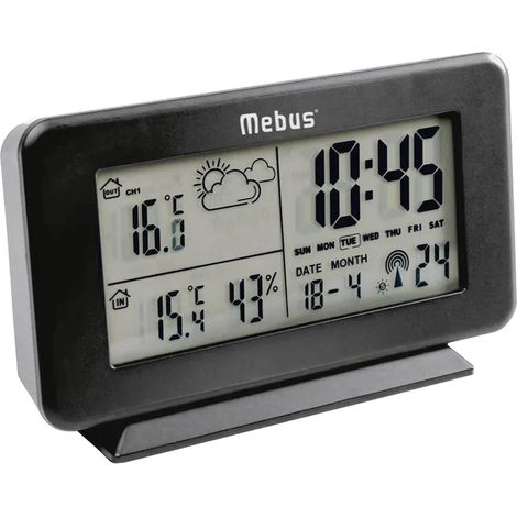 Station météo sans fil Mebus, 4 x 13 x 8 cm, noire (1/2)