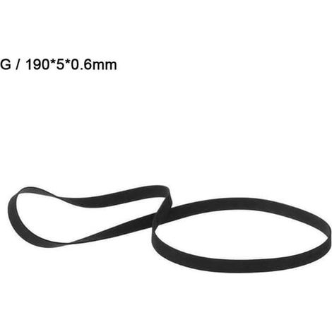 Courroies d'entraînement en caoutchouc de toutes tailles pour platines vinyles, de remplacement pour courroies phono noires (D 150 x 5 x 0,6 mm, G 190 x 5 x 0,6 mm).
