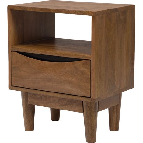 Amadeus - Table de chevet 1 tiroir 1 niche en manguier et métal L30 cm Gino (1/5)