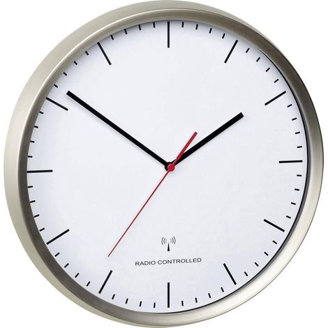 Reloj de pared radiocontrolado TFA Dostmann acero inoxidable 30,5 cm