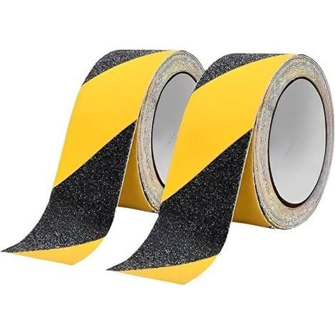 Set mit 2 rutschfesten, selbstklebenden Streifen, 5 m x 2,5 cm, für Treppen, Stufen und Fußböden, starkes Antirutschband, selbstklebend (1/4)