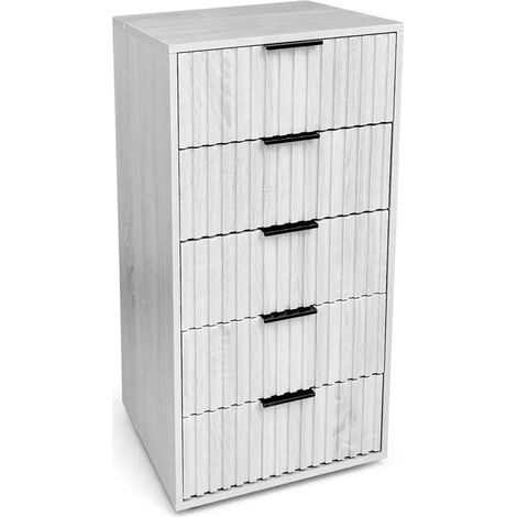 Cassettiera 5 cassetti bianco legno 50x40x101 cm