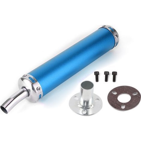 Silencieux d'échappement, silencieux d'échappement de moto en acier inoxydable 20mm / 0.8in silencieux d'échappement de moto pour temps(Bleu). (1/5)