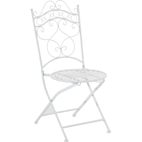 Sedia da giardino terrazzo balcone design rustico in ferro battuto bianco 100003006