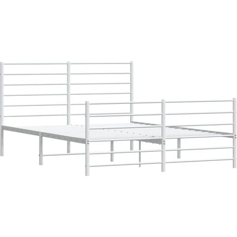 Metal Bed Frame without Mattress with Footboard White 160x200cm vidaXL (1/4)