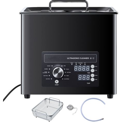 Nettoyeur Ultrasonique 10L, Machine Professionnelle à Commande par Bouton, Acier Inoxydable avec Panier et Billes de Nettoyage, pour Montres, Rasoirs, Bijoux, Pièces et Plus (1/5)