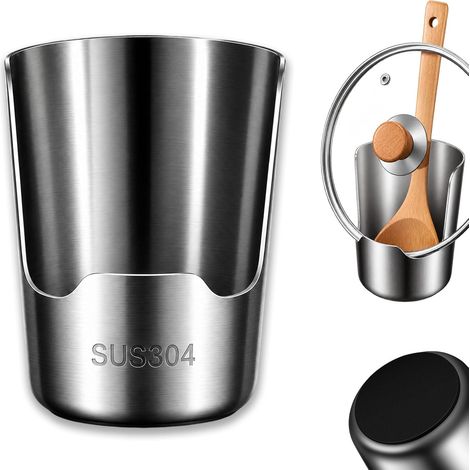 Support vertical de cuisine pour ustensiles et couvercles en acier inoxydable 304 épaissi, 12 x 12 x 13 cm (1/5)