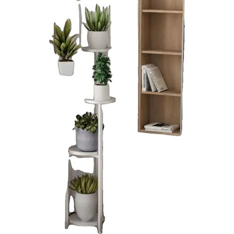 Soporte para plantas, diseño multicapa, patas antideslizantes, blanco, 120 cm (1/2)
