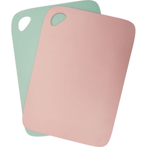 Interiors by Premier Set of 2 Flexible Chopping Boards, Non-Stick Pink & Green Plastic Chopping Board Set, Set of 2 Cutting Mats (1/5)