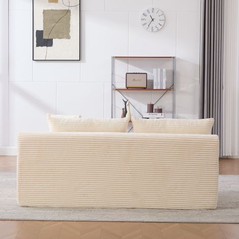 Canapé modulable en tissu chenille compressé, mousse résiliente 30D, base antidérapante, déplaçable facilement, idéal salon et pièces, beige. (1/5)