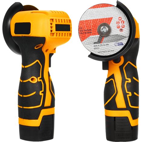 Meuleuse d'angle sans fil 7000 tr/min Mini outil de meulage électrique avec 2 batteries 16,8 V 2000 mAh et lame de coupe pour brique polie bois pierre acier (1/5)