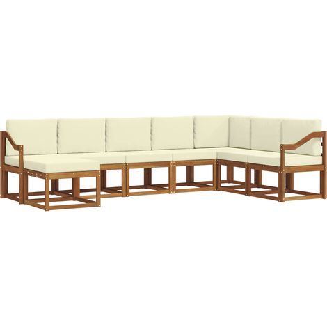 Conjunto de sofás de exterior 8 uds. Natural y Crema vidaXL (1/5)