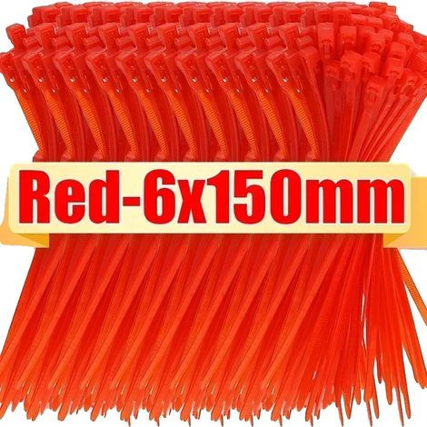 Fascette in nylon, con chiusura a strappo, disponibili in diverse quantità, colore rosso, 100 pezzi (1/2)
