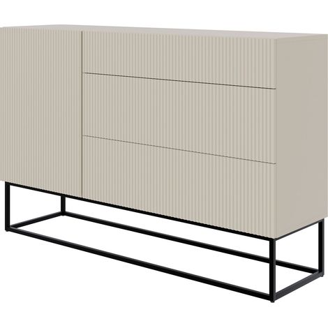 Selsey Veldio - Sideboard mit Schubladen, graubeige mit schwarzem Metallgestell, 140 cm (1/5)