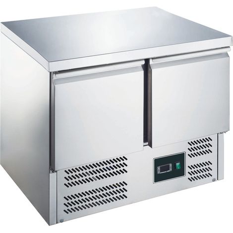 Table réfrigérée - 240L - 2 portes - +2/+8°C - 2 grilles - Inox - Saro