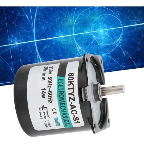 XD60KTYZ+ AC-Synchronmotor mit Halterung, 14 W, Permanentmagnet, niedrige Drehzahl, bidirektional, hohes Drehmoment, Mittelwelle, 30 U/min, 110 V AC (1/5)