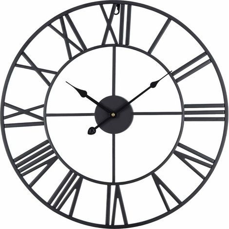 Wall Clock Large Without Ticking Sound, Silent 40 cm, Roman Numerals, Quartz, Battery-Operated Wall Clock, Easy to Read, for Room, Home, Kitchen, Bedroom, Office, School