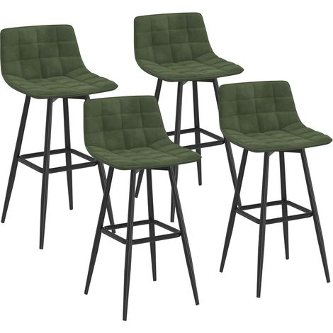 Lot de 4 tabourets de bar MADY en velours vert
