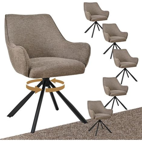 Bon Furni Tissu Chaise de salle à manger Couleur Sable, Lot de 6, pivotante 360°, ergonomique avec coussin à ressorts, fermeture éclair cachée et pieds réglables (1/5)