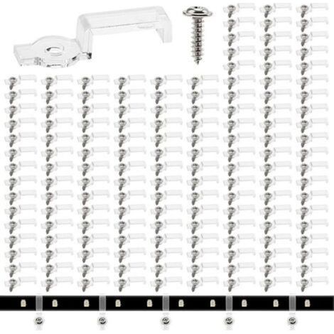 150 Pieces 10mm Light Strip Clips, LED Strip Mounting Clip, Light Strip Fixing Holder Clips, with Screws, for 10MM Wide LED Strip Lights (Transparent) (1/5)