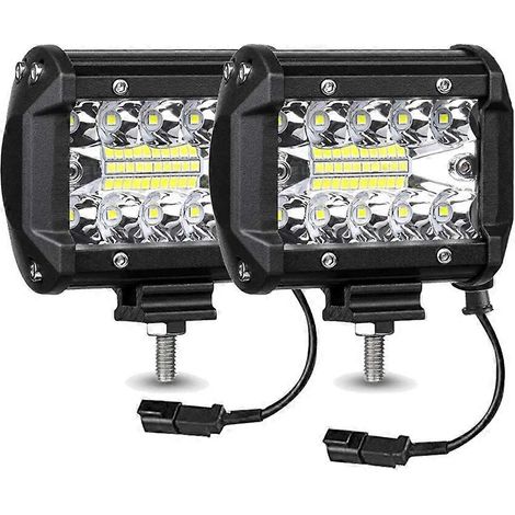 Barre lumineuse de travail LED pour voiture 4x4, projecteurs longue portée, phares antibrouillard LED ultra-lumineux pour moto, quad, tracteur (2 pièces) (1/5)