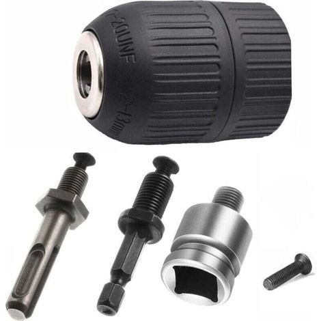 Mandrin Auto-serrant 2-13mm Mandrin à Serrage Rapide 1/2-20UNF avec Adaptateur SDS Plus Accessoires pour Perceuse (1/4)