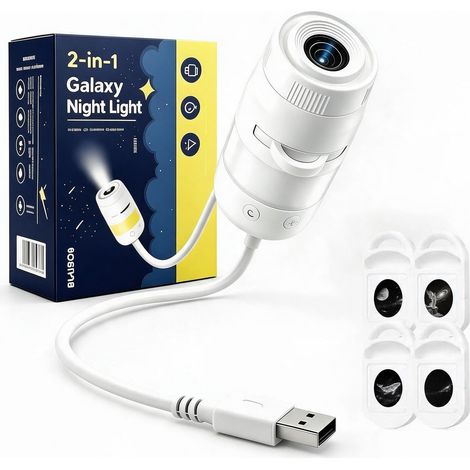 Projecteur Ciel Etoile Galaxie 2-en-1 USB Veilleuse Dimmable 360 Rotation, usage domestique (1/5)