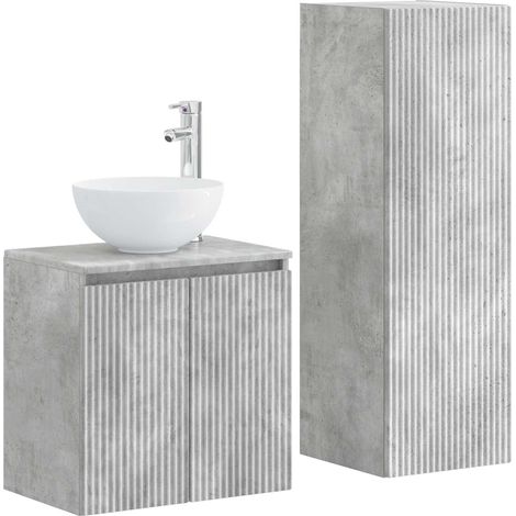 Bathroom Furniture Set 2 pcs Concrete Grey 33 x 34.5 x 100 cm vidaXL (1/5)