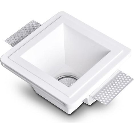 LED-Downlightring für Gips/Gipsplatten Integration Eckig für Glühbirne GU10 / GU5.3 Schnitt 153x153 mm UGR17 Weiß