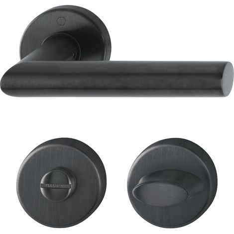 HOPPE® Drückergarnitur mit Rosetten Amsterdam, Edelstahl, schwarz matt, WC (1/4)