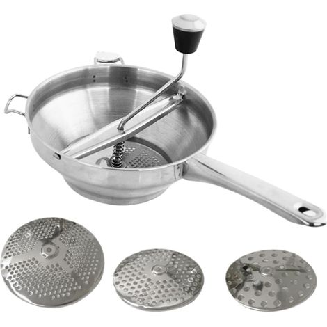 1 Moulin à aliments, acier inoxydable, 3 disques de broyage, presse-purée manuel, rotatif pour sauce tomate, pommes de terre, bébé (1/5)