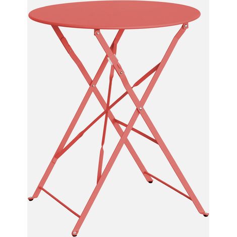 Mesa de jardín bistro plegable de metal 60cm, 2 plazas (1/5)