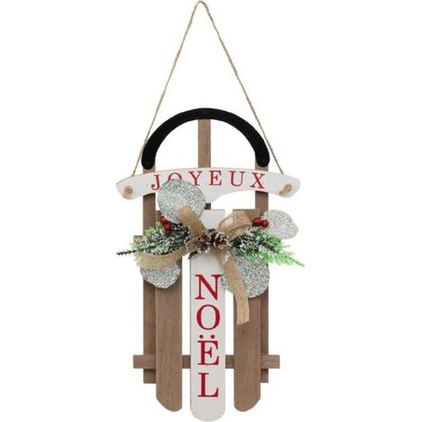 Paris Prix - Suspension Déco Noël luge 35cm Marron